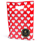 Choice Marts Red Merchandise Bags With White Hearts 100 Count 9"x12" Size 1.5Mil Thick Glossy Valentine Bags