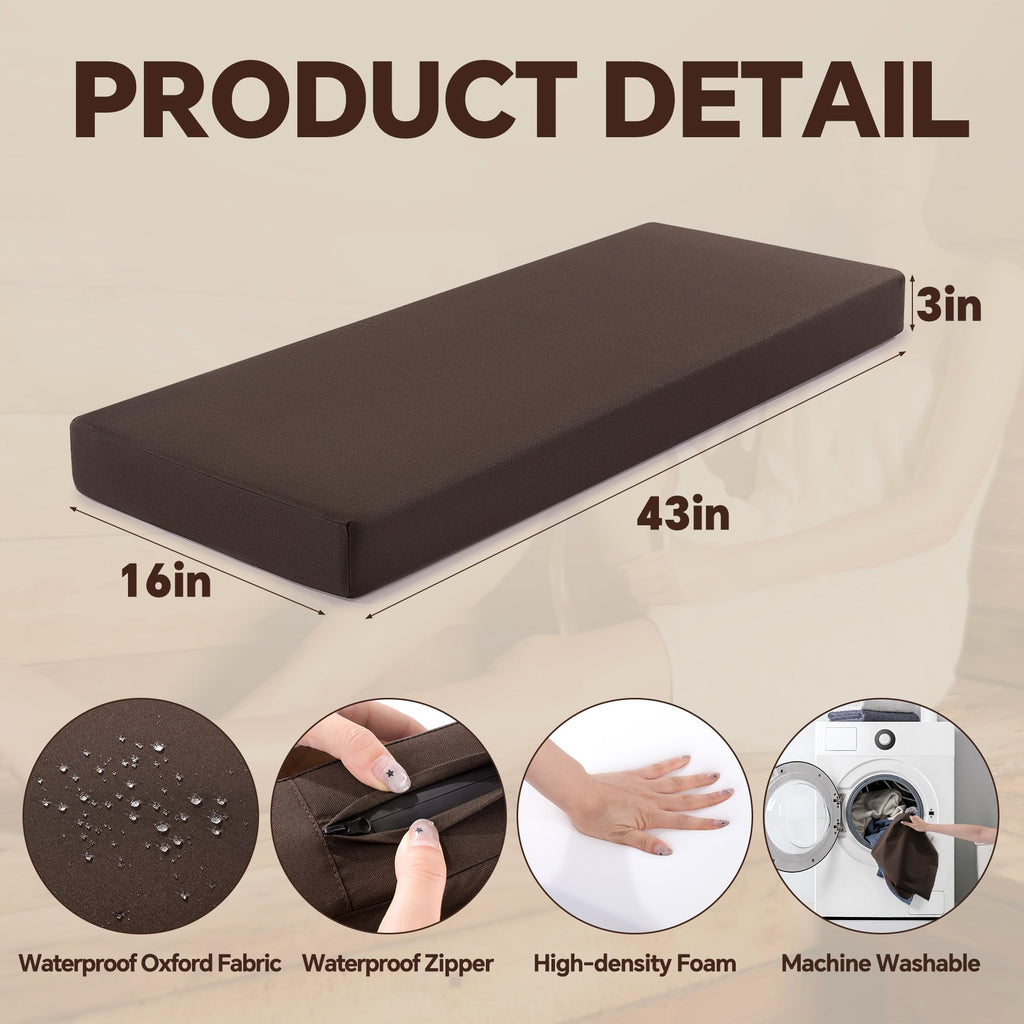 BALAPET Waterproof Sauna Seat Cushion, Thick High-Density Foam Heat Insulation Mat for Sauna Bath House Shower Room, Sauna Accessories for Infrared Sauna Resting(Brown)