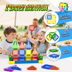 Mini Magnetic Tiles Travel Toddler Toys with Metal Tin Portable STEM Building Kids Toys for 3 4 5 6 7 8+ Years Old Boys & Girls & Birthday Gifts