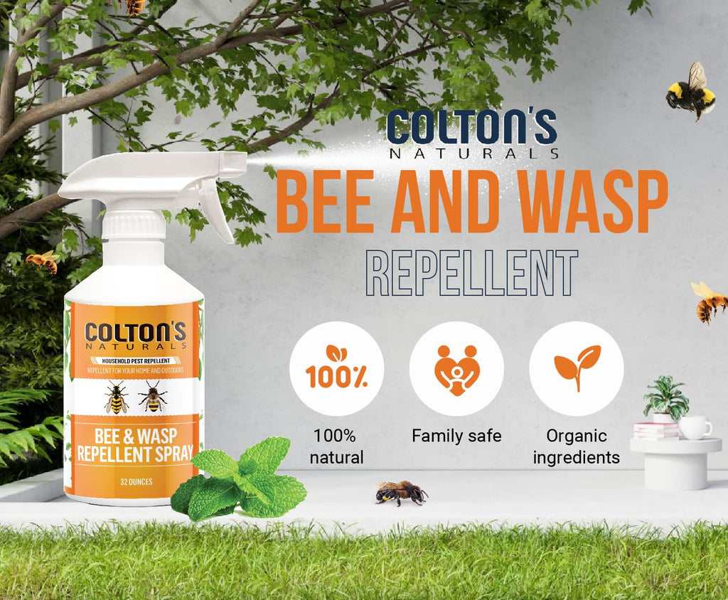 Colton’s Naturals - Bee and Wasp Repellent Spray - (32 OZ) - Natural, Bee and Wasp Deterrent - Quick and Easy Pest Control - Safe to Spray Around Children