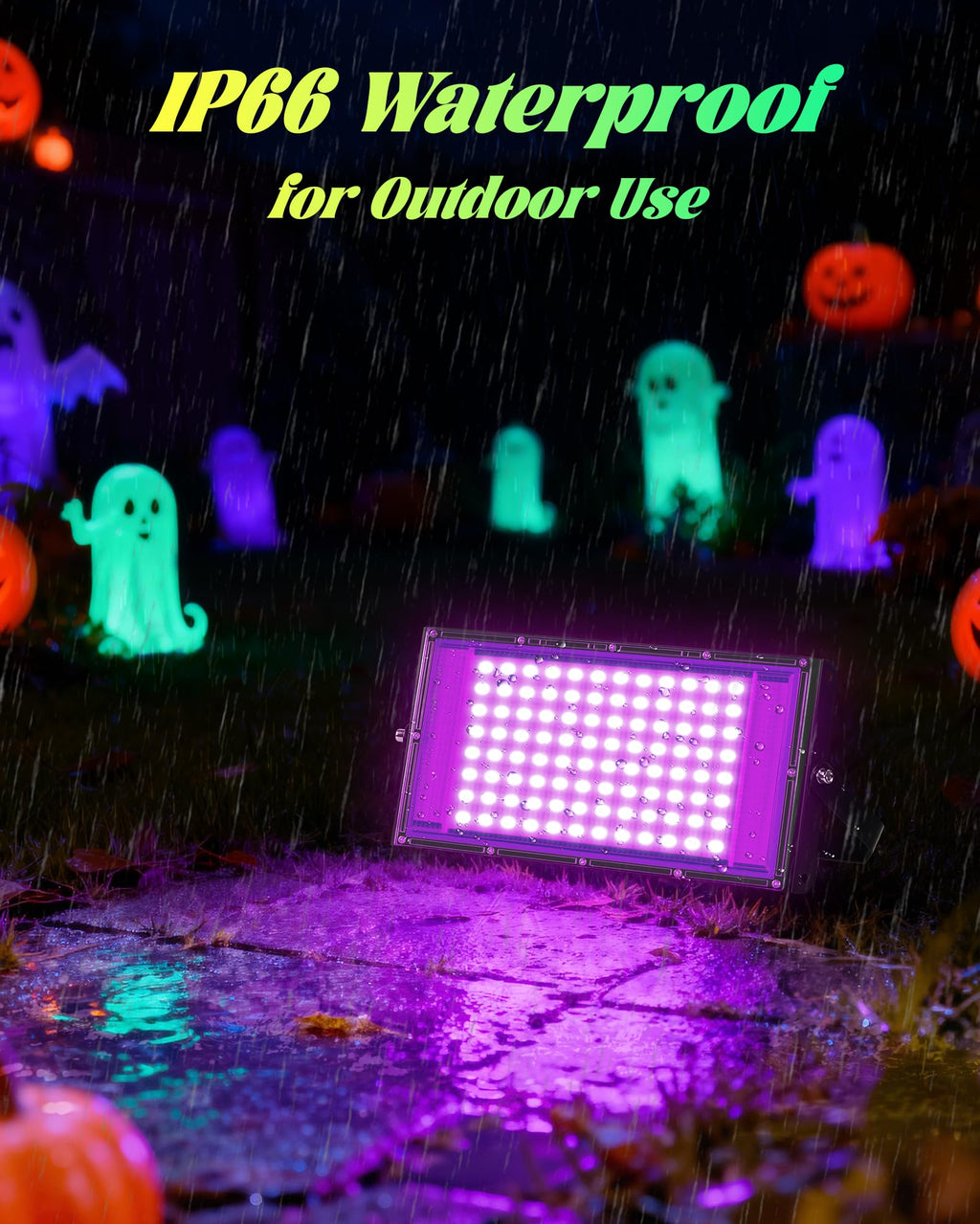 2 Pack 100W Black Light IP66 Waterproof with 6ft Plug+Switch, Outdoor Blacklights Floodlight Lights for Glow in The Dark Party, Halloween, Fluorescent Poster, Birthday, Neon