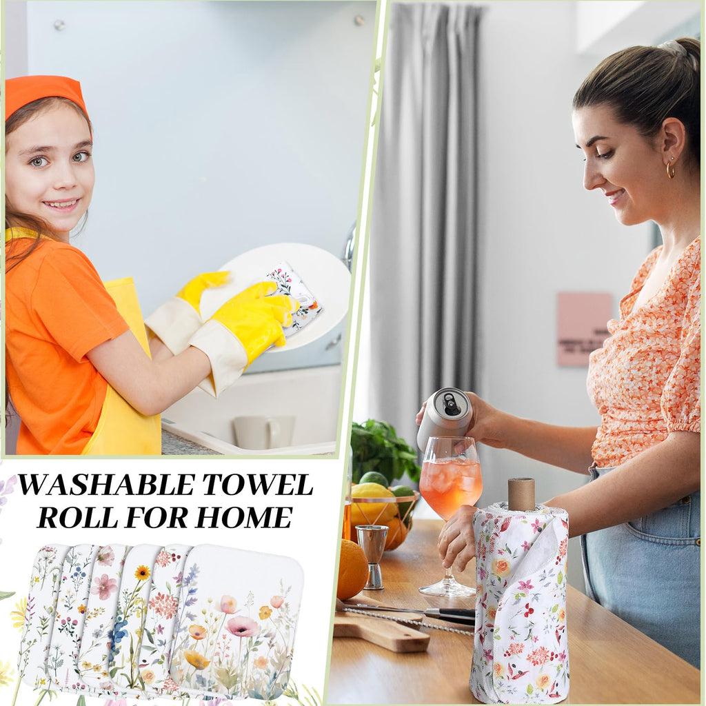 Noveread 36 Pack Reusable Kitchen Cloths Cotton Towels, Wildflowers