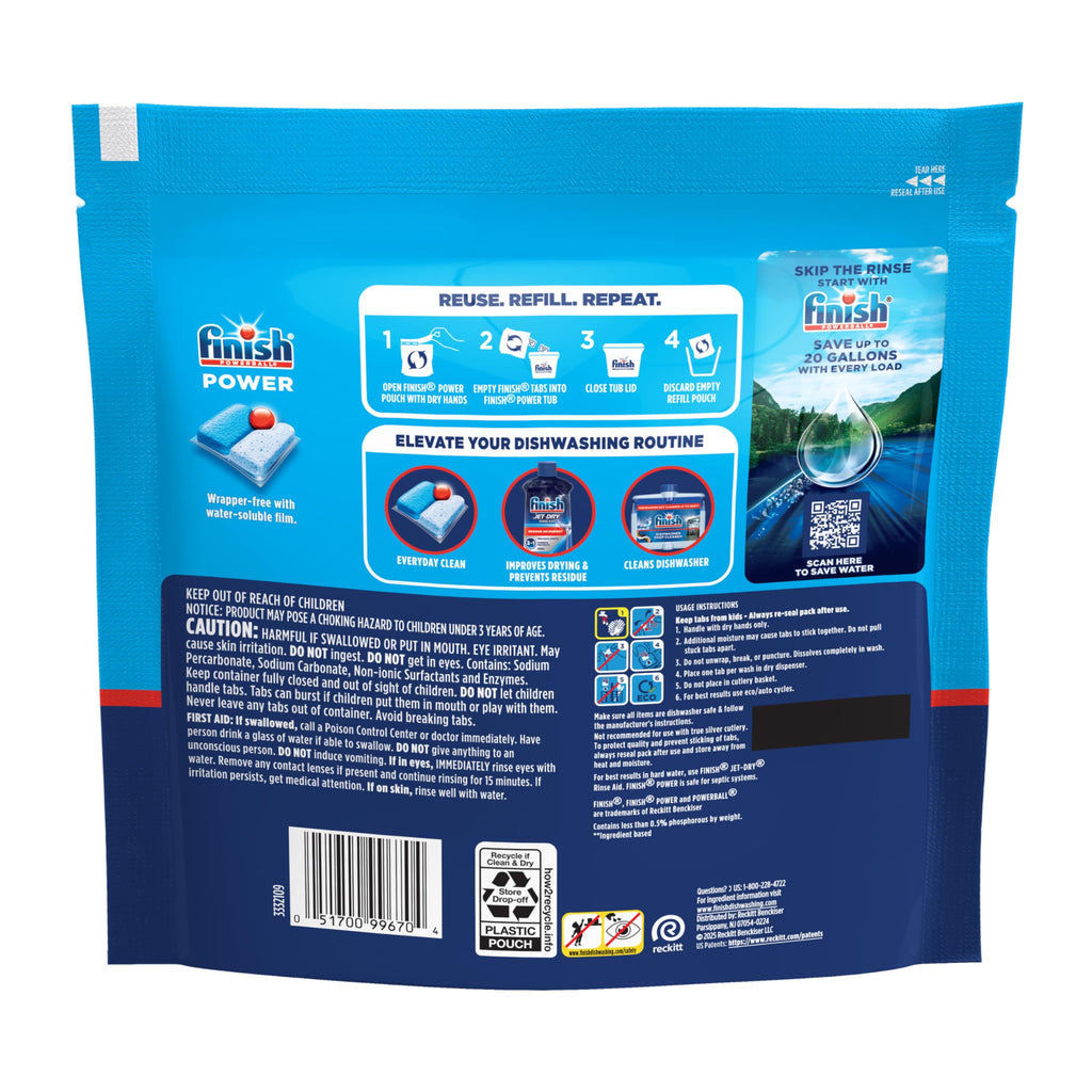 Finish Power Dishwasher Pods, Dish Detergent, Fresh Scent, 43ct