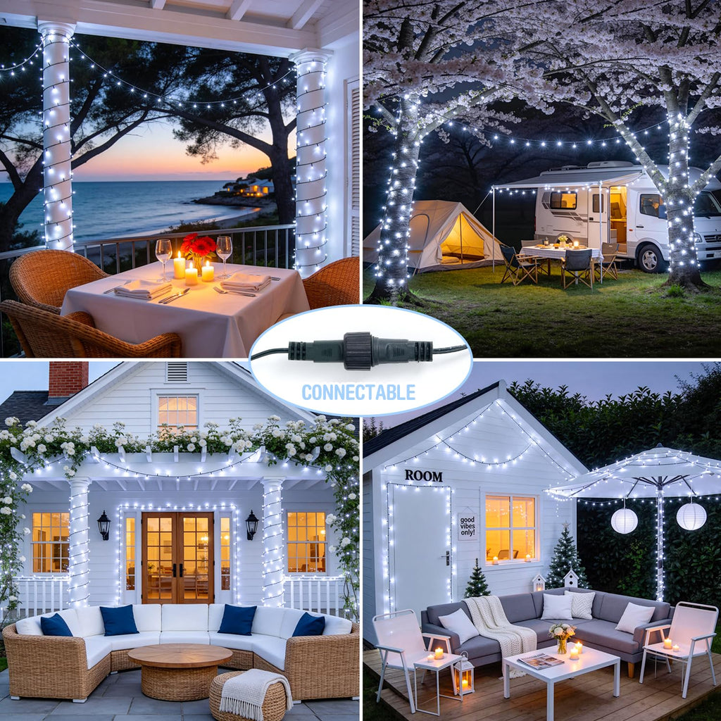 JMEXSUSS 250 LED White Christmas Lights Outdoor, String Lights Plug in