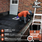 Liquid Rubber Waterproof Sealant – DIY Leak Repair Coating for Flat, Metal & Low Slope Roofs, Foundations, Gutters & More – Flexible Protective Membrane - Black - 2.5 Gallon