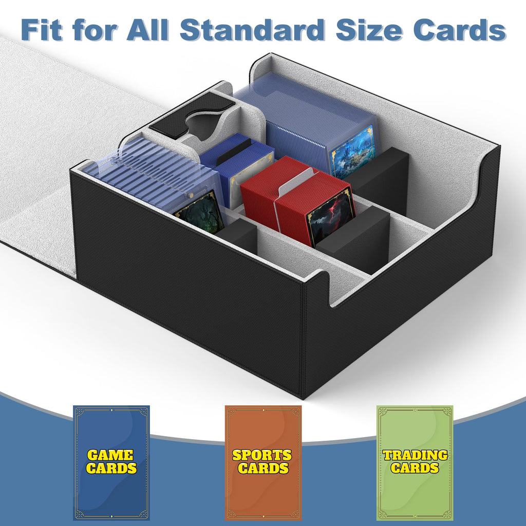Mlikero Card Deck Case, Trading Card Storage Box for Magnetic Cards Holder and Hard Plastic Cards Protectors, Leather Magnetic Closure Deck Box Fit for MTG, TCG