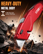 VOTREK Utility Knife Set | Retractable Box Cutter with【Blade Storage】| All Metal Heavy-Duty Cutting for Cardboard, Carpet, Plastic | Includes Razor Knives 2Pack & Extra Quick Change Replacement Blades