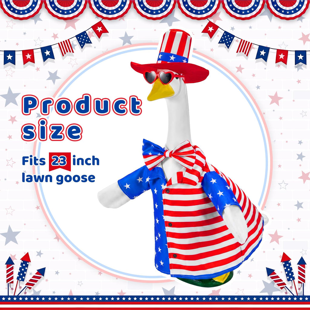 ComfyKit 1 Set 4th of July Porch Goose Outfit for 23 Inch Goose Statues