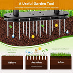 seasky Lawn Aerator, Manual Lawn Aerator Tool with Padded T-Handle, Wide Foot Plate & 15-3 Inch Solid Steel Spikes, Dual-Layer Design for Effortless Aeration in Lawn, Yard and Garden Soil