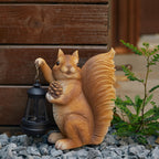 Elegondrar Solar Squirrel Garden Statue Outdoor Decor, Brown, Resin