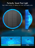 Floating Solar Pool Lights 1 Pack, RGBWW 12 Lighting Modes, 3 Dimming & Timing IP68 Waterproof with Remote Control, Solar Floating Pool Lights for Above Ground Pools Inground Pools Accessories Bathtub