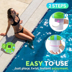 Uekars Solar Frog Pool Chlorine Floater for 3 Inch Tablets, Chlorine Tablet Floater w/Adjustable Release, Glow in Dark, Large Capacity Floating Chlorine Dispenser for Pool, Hot Tub,Spa,Blue-Green,9In