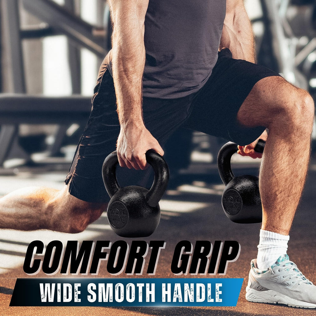 Yes4All Solid Cast Iron Kettlebell Weights Set ��� Great for Full Body Workout and Strength Training ��� Kettlebell 10 lbs (Black)
