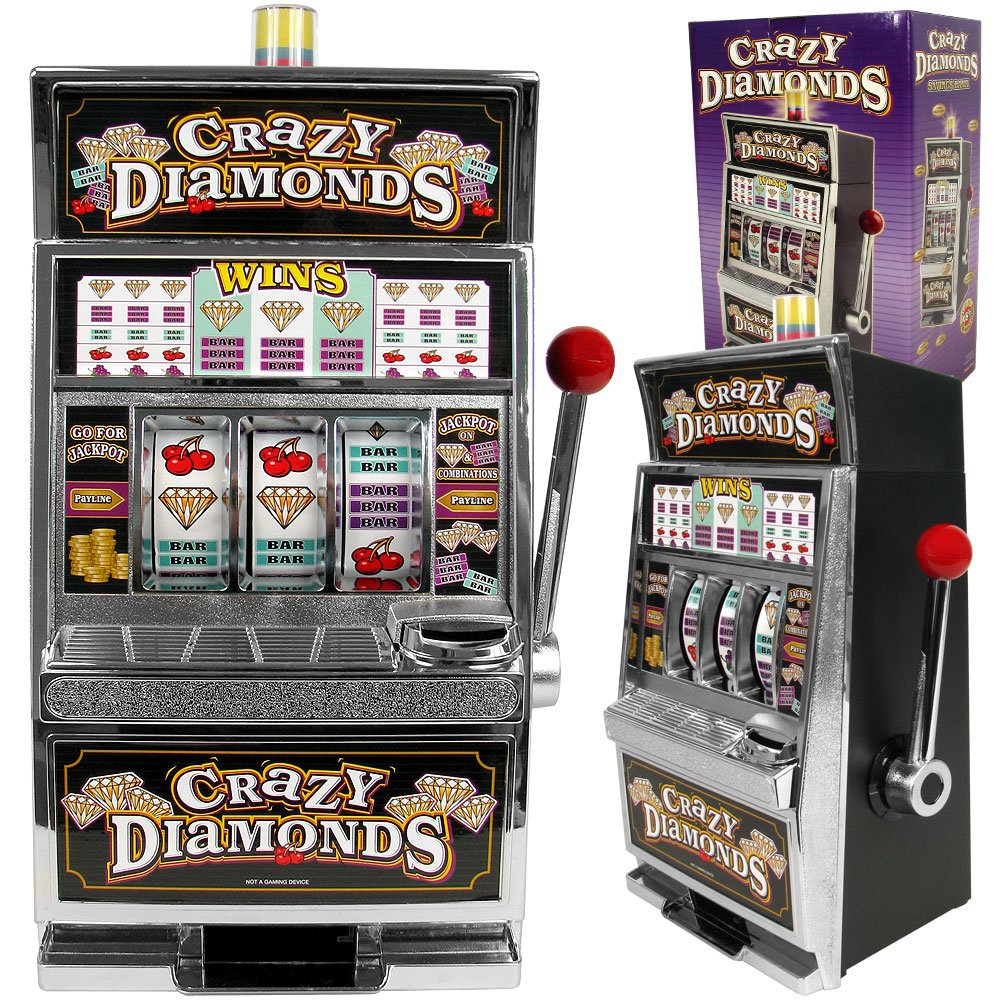 Slot Machine– Las Vegas Slot Machine with Casino Sounds, Flashing Lights, and Chrome Trim – Accepts 98% of World Coins by Trademark Poker