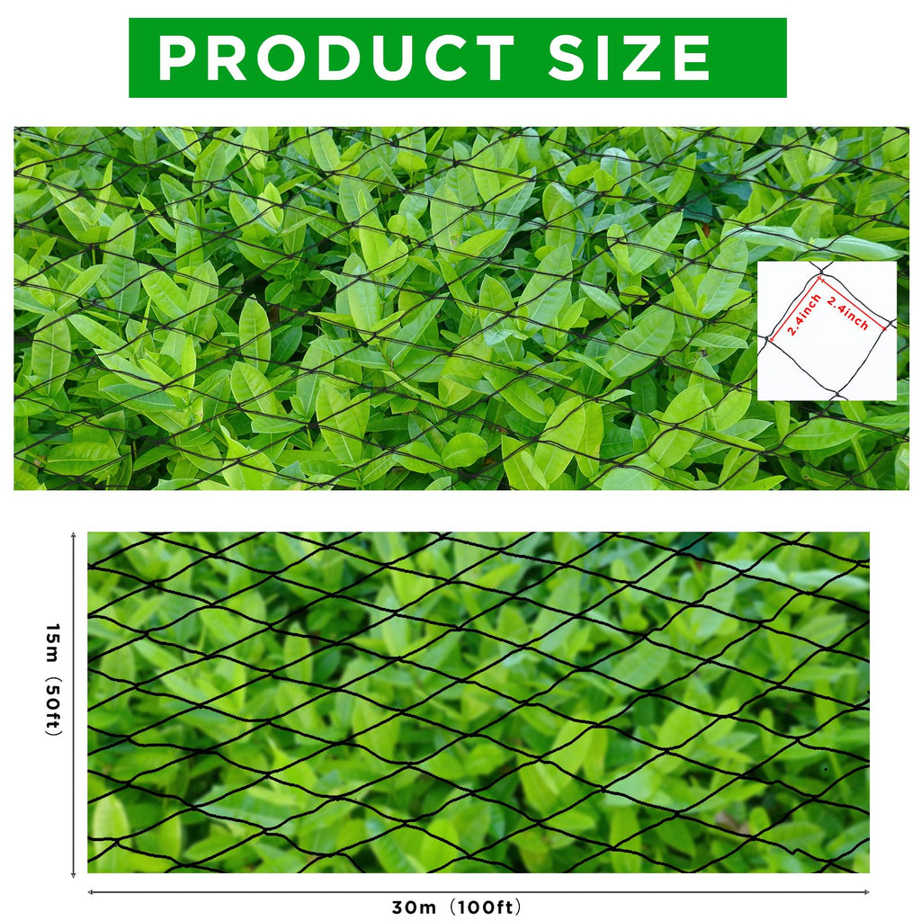 Windyun 1 Pc Bird Netting 50' X 100', 2.4" Mesh Poultry Net for Garden