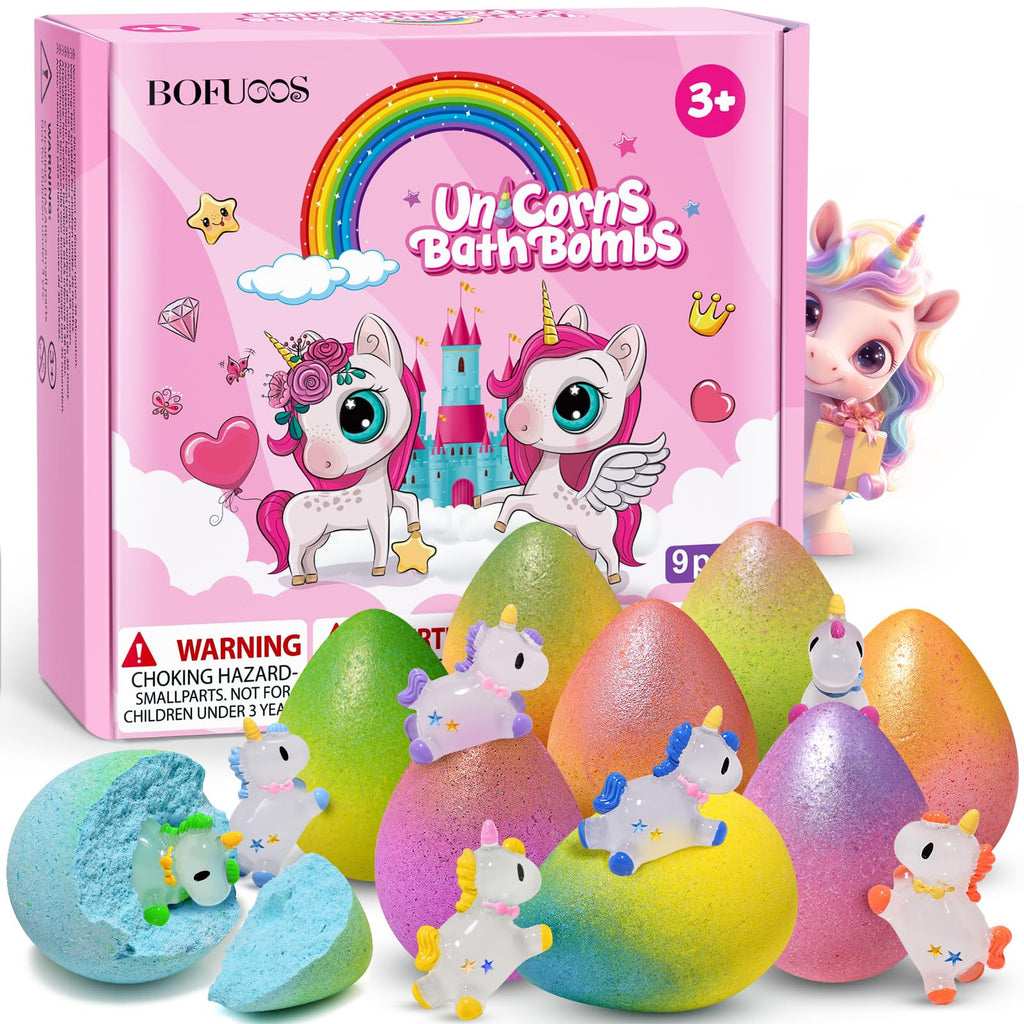 Bofuoos Unicorn Bath Bombs with Surprise Toys Inside, Girls Birthday Gifts