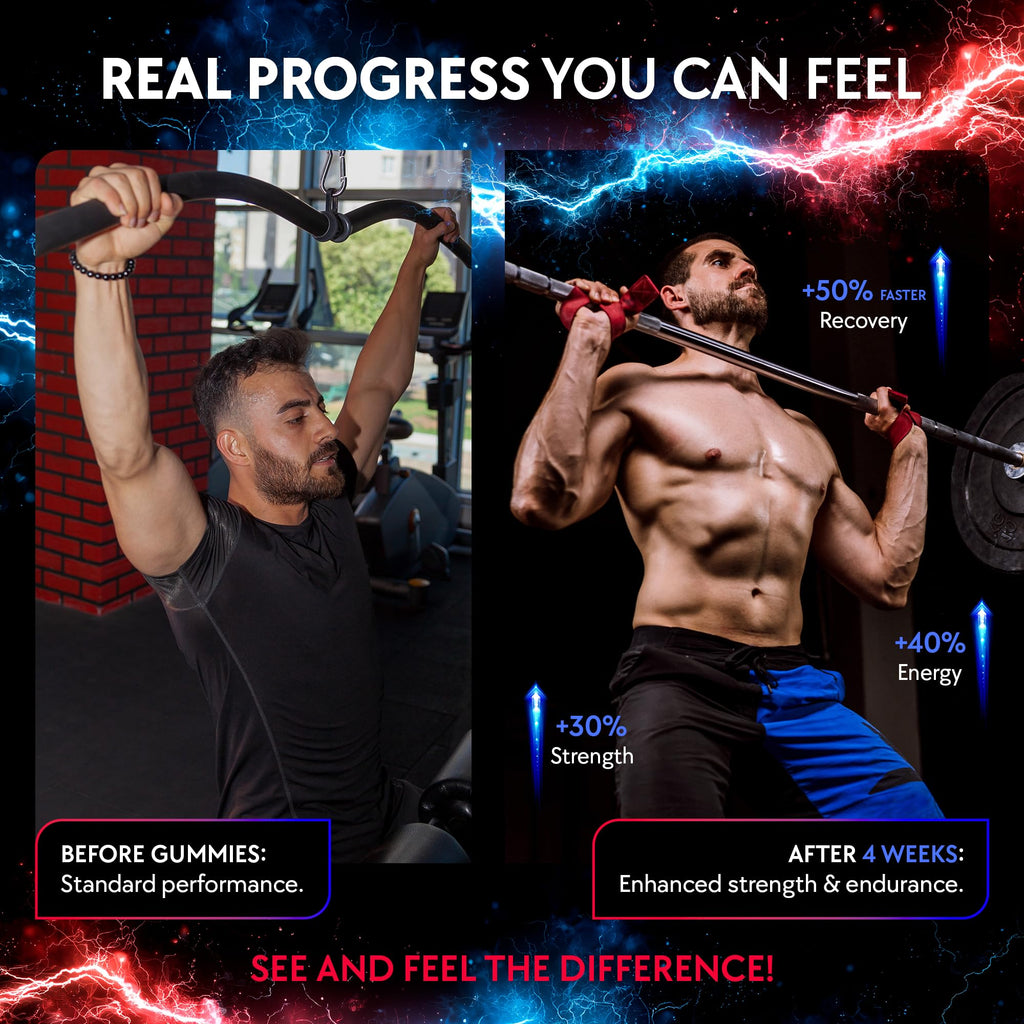 Creatine Monohydrate Gummies Complex 5000 MG for Men & Women, Preworkout Gummy with BCAA, L-Carnitine, Taurine & Vitamin B12 for Muscle Growth, Strength & Energy Support , Flavored and Chewable