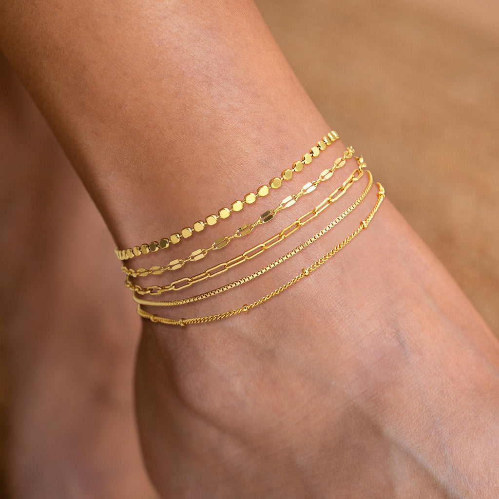 Dainty Gold Anklets for Women Waterproof