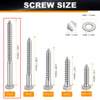 Xpokcai 15 Pcs 5/16" x 4" Hex Head Lag Screws for Wood, Hex Head Lag Bolts,304 Stainless Steel 18-8 Heavy Duty Wood Screw with Flat Washers (15, 5/16" x 4")