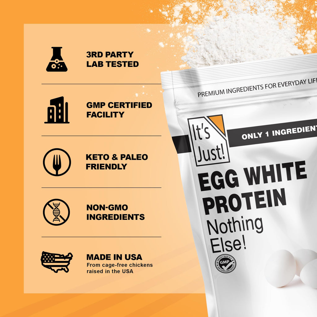 It's Just! - Egg White Protein Powder, Made in USA, Dried Egg Whites (Unflavored, 3lb)