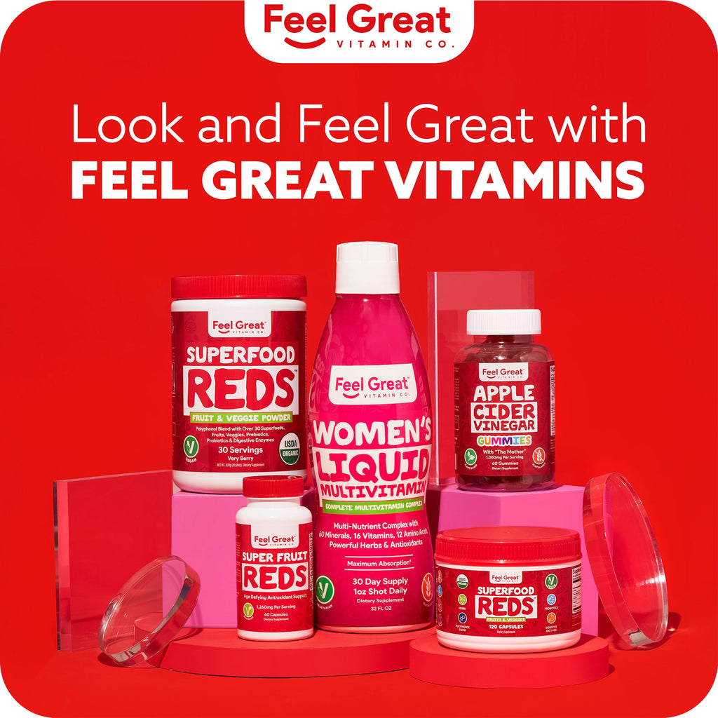 Feel Great Organic Superfood Reds Powder Packed with Beet Root Powder | Digestive Support Including Bloating Relief | Fruit and Veggie Polyphenols Supplement.
