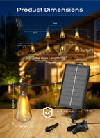 Brightown 52FT Solar String Lights Outdoor Waterproof, Patio Lights with Remote & Timer, USB/Solar Powered Dimmable Outdoor Lights, 15+1 LED Bulbs for Backyard Garden Camping Party - 26Hrs Runtime