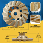 4" Diamond Grinding Wheels for Concrete or Masonry, 16 Turbo Segments, #30/40 Grit, Medium Bond, 5/8"-11 Arbor