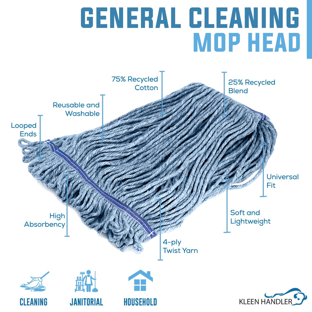 KLEEN HANDLER Heavy Duty Commercial Loop End Mop Head Replacement 6 Pack