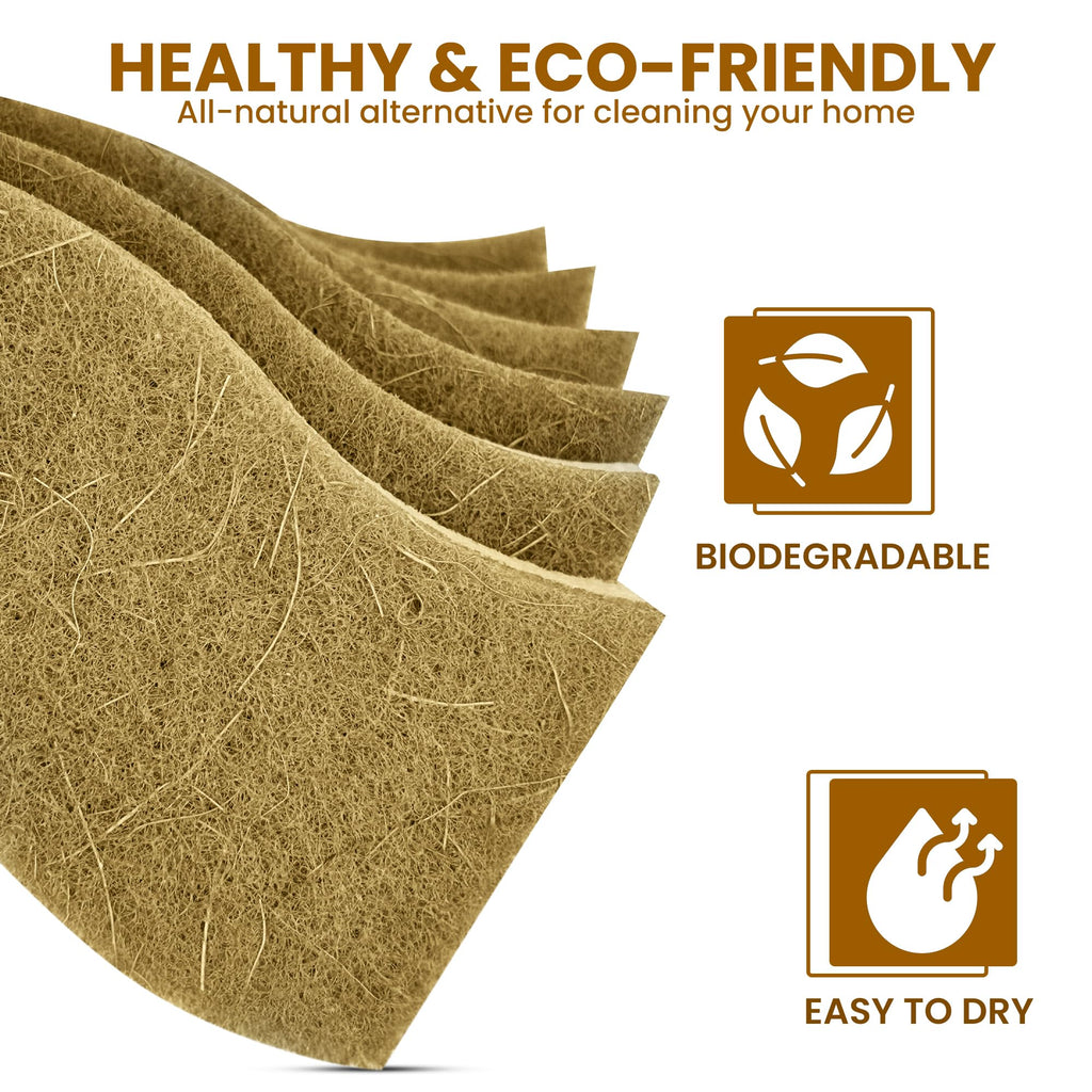 MMG Prime Natural Kitchen Sponge –24-Pack Biodegradable Sponges for Dishes –Compostable Dish Washing Scrubbers – Eco Friendly Non-Scratch Cellulose & Coconut Husk Scrubber Sponges for Cleaning
