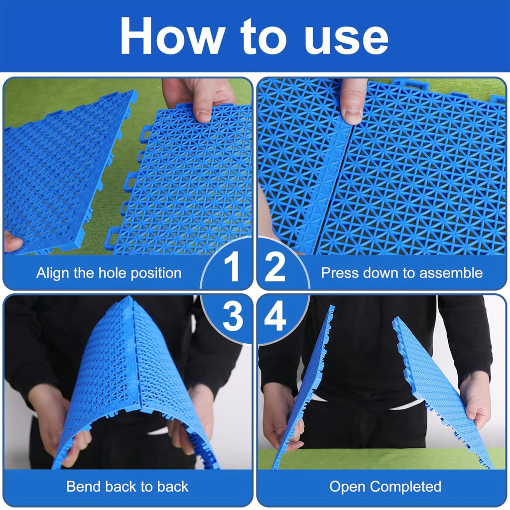 16 Pcs Modular Interlocking Cushion- 10.3" x 10.3" Splicing Above Ground Pool Floor Protectors- Non-Slip Pools Spas Floor Mat Pathways from the Pool to the Porch