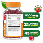Lifeable Kids Biotin Gummies | 5,000mcg | Great Tasting Natural Flavor Biotin Supplement | Vegan Non GMO Hair Gummies | for Hair Skin and Nails | 90 Gummies