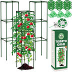ROADPLUM 3 Pack 48" Tomato Cages for Garden, Plastic Coated Steel Pipe Heavy Duty Adjustable Tomato Stakes Trellis Plant Cages for Vegetable, Fruit, Flower, Rose Vine Climbing Plants