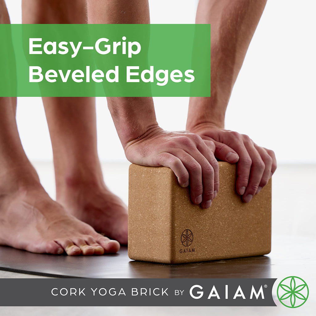 Gaiam Cork Yoga Block ��� 4x6x9 Inch, Natural Cork Block for Yoga, Pilates, Stretching, Balance, Gym, Home Workout, Meditation, Non-Slip, High-Density, Rounded Edges for Enhanced Poses and Flexibility