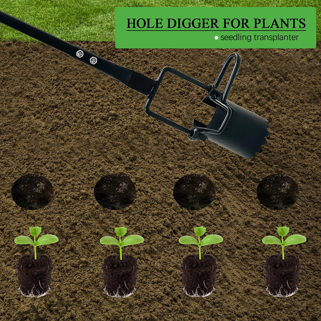 Saxhexx Bulb Planter Tool Long Handle Bulb Planting Tool with Serrated Base Proplugger Garden Hole Digger for Plants Flower Seedling Transplanter Bulb Planters for Iris, Daffodils,Tulip Planter