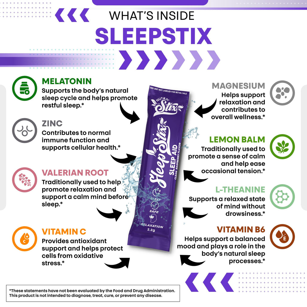 Sleep Aid Melatonin Powder Tryptophan Glycine Valerian Root Magnesium For Sleep Lemon Balm L Theanine Magnesium Glycinate Zinc Sleep Aid Myo Inositol GABACalm B6 5 HTP Stress Relief 20 Stix