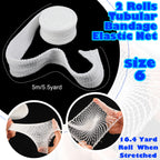 2 Rolls Tubular Bandage Elastic Net Wound Dressing Stretch Dressing Retainer Tubular Elastic Gauze Bandage for Wound Arm, Without the Use of Adhesive Tape (Size 6/16.7 Inch x 16.4 Yard Stretched)