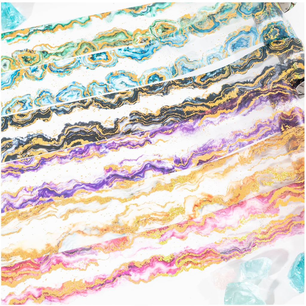 6 Rolls of PET Tape Stickers for Journaling Supplies, Crystal Themed Scrapbook Tape for Journaling, Scrapbooking, Junk Journal Supplies, DIY Crafts (Misty)
