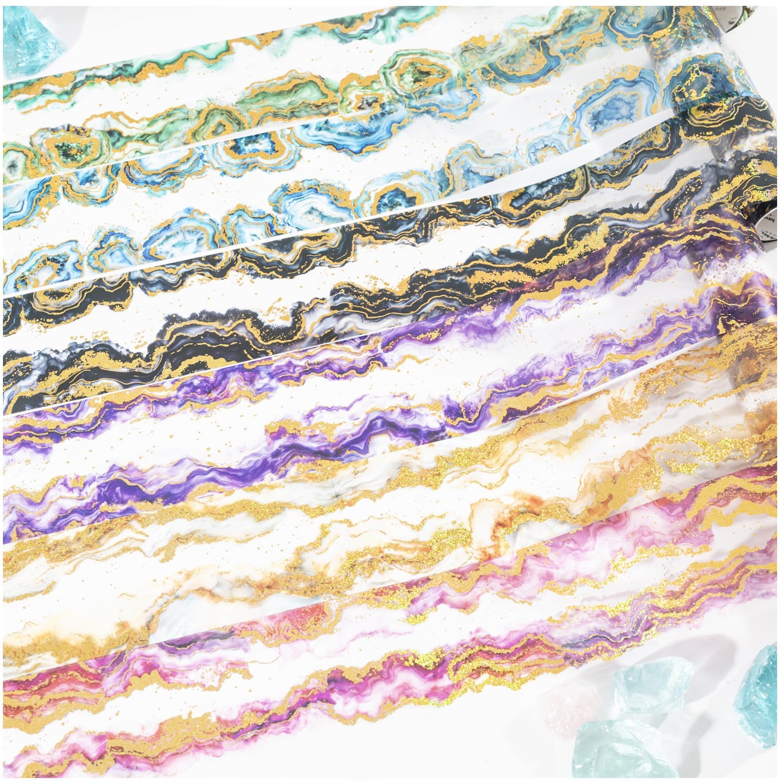 6 Rolls of PET Tape Stickers for Journaling Supplies, Crystal Themed Scrapbook Tape for Journaling, Scrapbooking, Junk Journal Supplies, DIY Crafts (Misty)