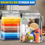 BURVAGY 10 Gallon Extra Large Bags for Storage, 24"x 20”Resealable Clear Bags with Handle, 4 Mil Thick,XL Heavy Duty for Clothes Pillow Travel Organization Moving, Double Zipper Seal, 12 Pack