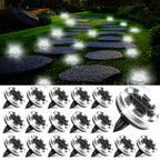 SenLuKit Solar Ground Lights Outdoor 18 Pack Waterproof, Upgraded Solar Garden Lights with 4 Side Light, Stainless Steel Solar Powered Disc Landscape Light for Walkway Lawn Yard Patio Deck-Cool White