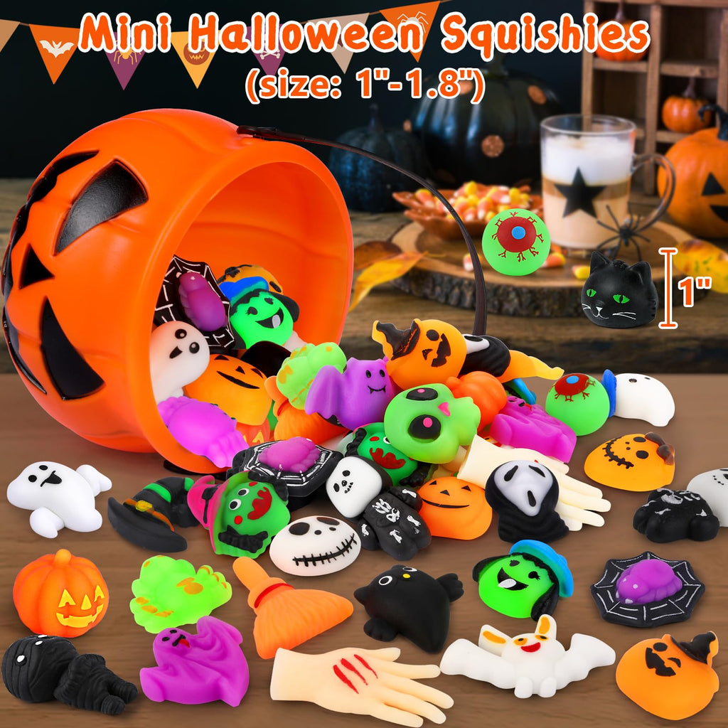 OCATO 30Pcs Halloween Mochi Squishy Toys, Halloween Party Favors for Kids