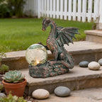 TERESA'S COLLECTIONS Garden Sculptures & Statues, Solar Dragon Outdoor Statues Figurines, Resin Bronze Gothic Garden Decor Lawn Ornaments Patio Yard Decorations Gifts for Mom Women, 8"