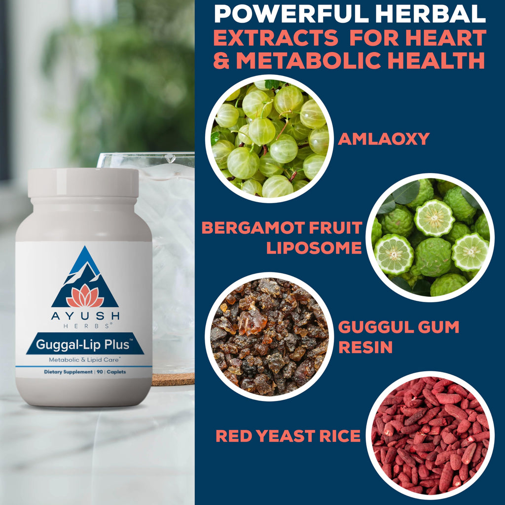 Ayush Herbs Guggal-Lip Plus - Metabolic Vitamins for Women & Men, Daily Pill, Pure & Natural Metabolic Health Supplement with Guggul - 90 Servings
