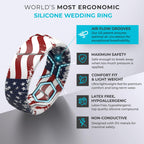 ThunderFit Silicone Wedding Rings for Men, Breathable Printed Design Rubber Engagement Bands 8mm Wide 2mm Thick (US Flag 2 - Size 9-9.5 (19.30mm))