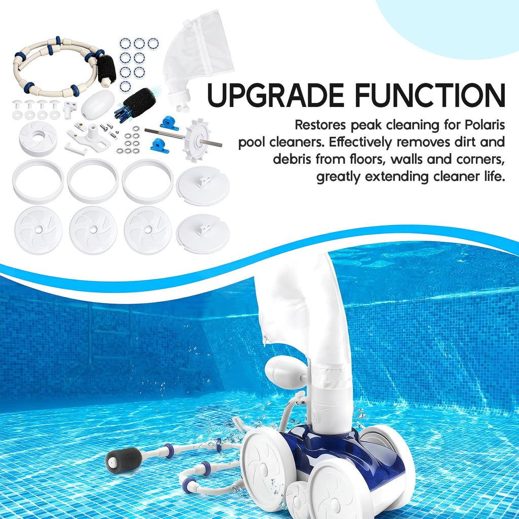 Upgraded Pool Cleaner Rebuild Repair Replacement Fit for Polaris Zo-diac Automatic 280 TR28P with Wheel, Tire, Drive Shaft, Turbine Bearing, All Purpoe Bag, Sweep Hose, Wheel Bearing, Tailsweep Pro