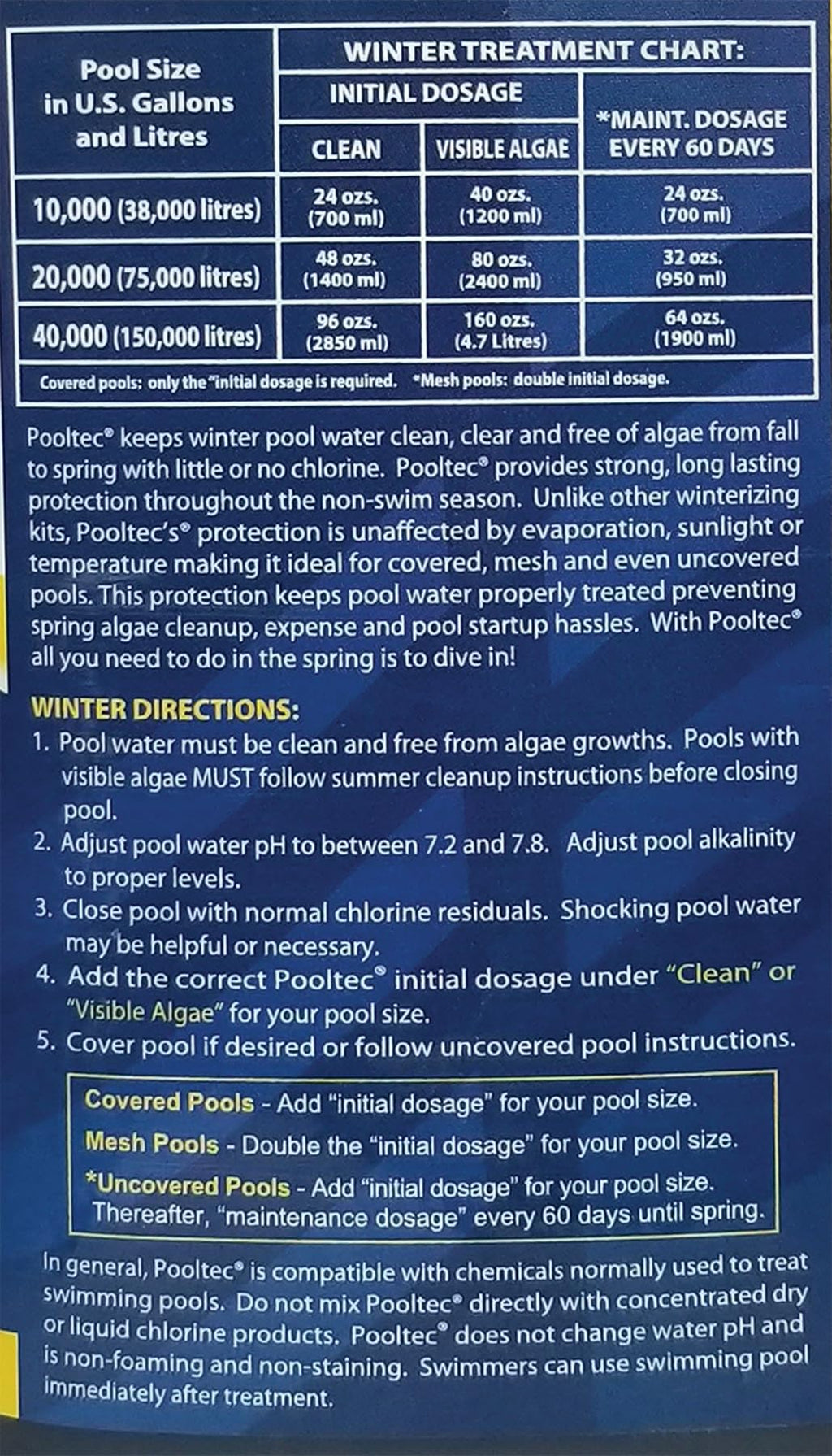 EASYCARE 30128 Pooltec Algaecide, Clarifier and Chlorine Salt Cell Booster, 128 Fl. Oz Bottle