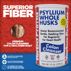 Yerba Prima Psyllium Whole Husks, 12 oz (2 Pack) - Colon Cleanser, Gluten Free, Non-GMO, Soothing Regularity