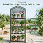 NEWBULIG 27"x19"x63" Mini Greenhouse, with Durable Zipper Door 4 Tier