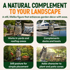 Dalen Lifelike Great Horned Owl Decoy Bird Repellent - 16in Hand-Painted Scarecrow for Gardens & Rooftops, Owl Bird Deterrent, Fixed-Head Design, Fill Base with Sand/Gravel Only - Multicolor