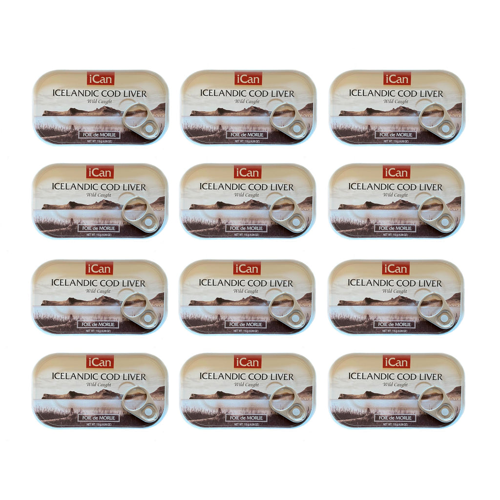 Icelandic Cod Liver Wild Caught (Foie de Morue) 4oz. (PACK OF 12 CANS)